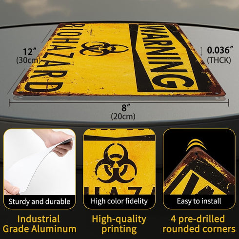 dingleiever Warning Biohazard Hazard Sign, Novelty METAL Sign