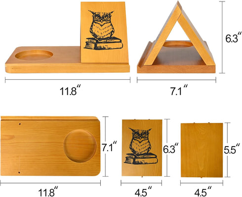 Eadvreit Book Stand, Wooden Triangle Book Holder, Book Rest with Cup Holder, Small Bookshelf Suitable for Reading