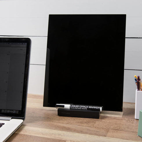 Black Acrylic Dry Erase Board with Stand, 10"x12" Desktop Whiteboard with Marker, Small Erasable Blackboard for Home