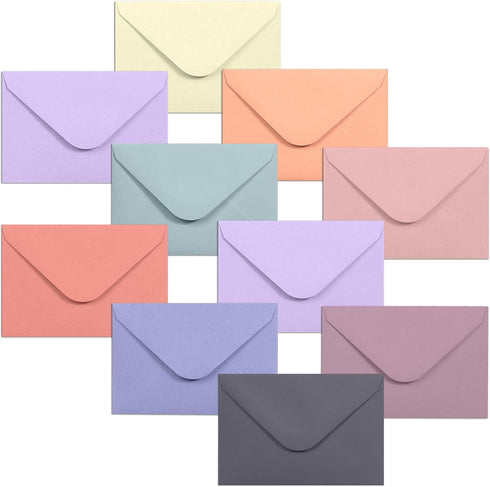 MATICAN 100-Count Mini Envelopes, Paper Business Card Envelopes in 10 Pastel Colors, 4 x 2.7 Inches