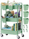 Aofure 3 Tier Rolling Storage Cart Metal with Wheels, Green Baby Diaper Caddy