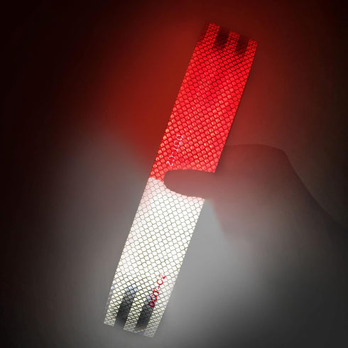 Outdoor Reflective Tape Red White 1 in X 75 FT Waterproof Self Adhesive DOT-C2 Trailer Safety Caution Tape