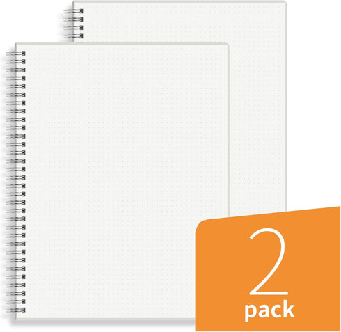 HULYTRAAT Large Dot Grid Spiral Notebook, 8.5" x 11", 128 Dotted Pages, Premium 100gsm Ivory White Paper, Sturdy Cover
