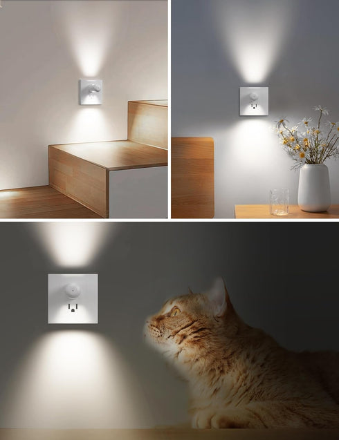 SETEN 6 Pack 4000K 100 360 Mini LED Night Light Plug in Wall - Dusk to Dawn Auto On/Off, Cool White Lumen, Adjustable