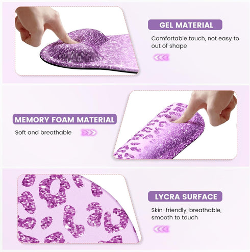 iLeadon 4in1 Mouse Pad Set - Large Gaming Desk Mat, Mouse Pad with Wrist Rest, Keyboard Wrist Rest, Coaster, Purple