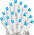 25ft 50 Bulbs 6" Commercial Novelty Lights Christmas String Lights, Teal LED on White Wire, Spacing, Connectable Indoor