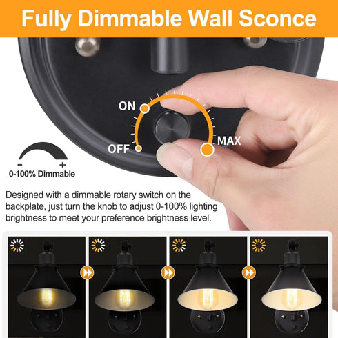 Dimmable Dimmer Room(1 Pack, 1 Bulb TRLIFE Wall Sconce Plug in, Wall Sconce Wall Lights with Plug in Cord and On/Off