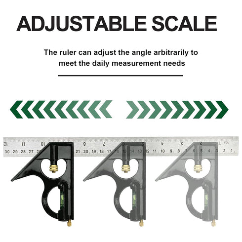 Nortools Combination Square Carpentry Tools, Metal-Body, Stainless Steel Blade Ruler for Accurate Woodworking Measure