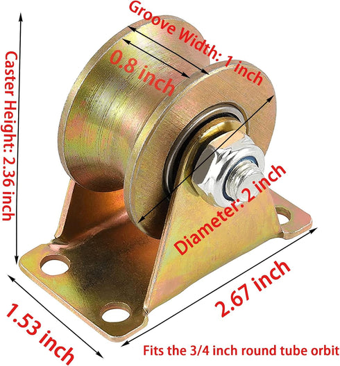 ZOENHOU 4 PCS 2 Inch 660 LB Steel U Groove Wheel Pulley, Heavy Duty Rigid Caster for Inverted Track