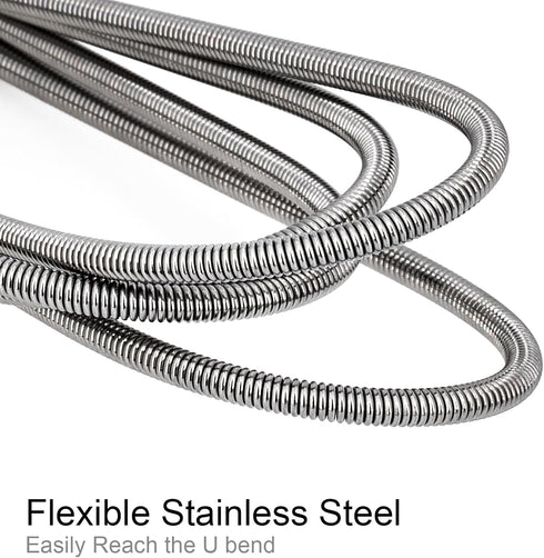 Flexible Long Drain Brush, 67 inch Stainless Steel Cleaner with 2 Pcs 8 inch Straw Cleaning Brush