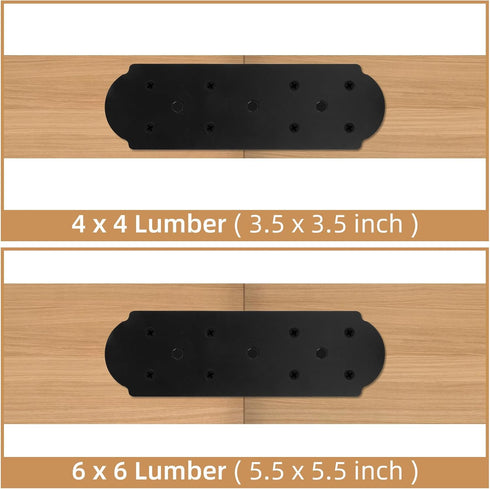 I Shape Steel Flat Bracket, 4 Pcs 10" X 3" Flat Fixing Mending Plates with Screws Set for Wood Lumber Timber Connectors