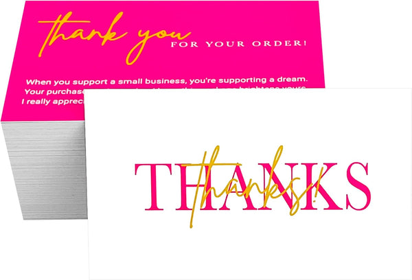 RXBC2011 Elegant pink Thank You Cards with Gold Accent Pack of 100
