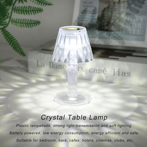 Walfront Crystal Table Lamp, Bedside Lamp, Bedside Night Light, Plastic Pretty Effects for Bedroom Home