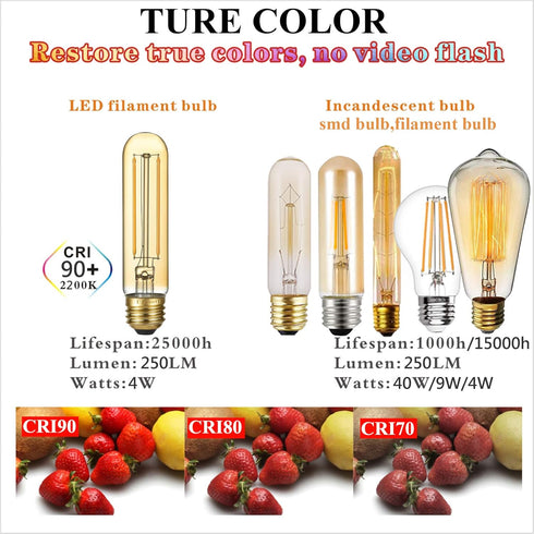 Dimmable E26 Bulb 4W Bulb 40 AC120V Bulb 2200K 250lm T10 Bulb E26 Bulbs 6Pack LiteHistory LED Equal Edison Watt Tubular