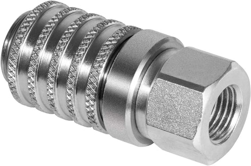 PD242 Series Quick Coupler with Female Pipe Thread, 1/8" Body Size, 1/4"-18 NPTF Thread Size, 2.12" Length