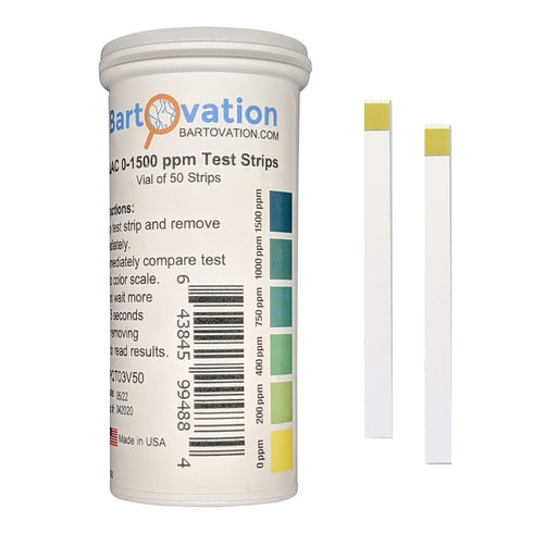 Quaternary Ammonium (QAC, Multi Quat) Sanitizer Test Strips, 0-1500 ppm [Vial of