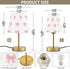 Kcldeci Bedside Table Lamp for Bedroom, Pink Bows Pink Dot Farmhouse Desk Lamps for Nightstand with Fabric Shade