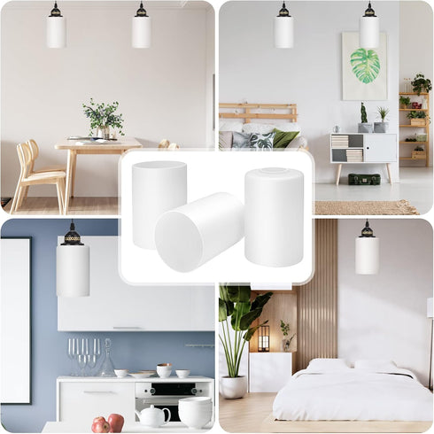 3 Packs 6"x 4" 1-5/8-Inch Canomo Opal White Frosted Glass Lamp Shade Replacement, Replacement Light Fixture Lampshade