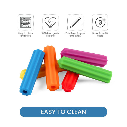 Set, 6 Packs Sensory Pencil Toppers, Silicone Pencil Top Fidgets Motor Aid for Sensory Kids or Teens with Anxiety