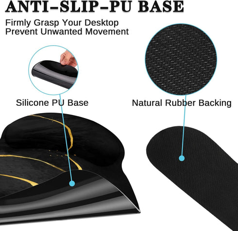 Britimes Set 4in1 35.4x15.7 inches Black Gold Marble Keyboard Mouse Pad Large Mousepad+Keyboard Wrist Rest+Mouse Wrist
