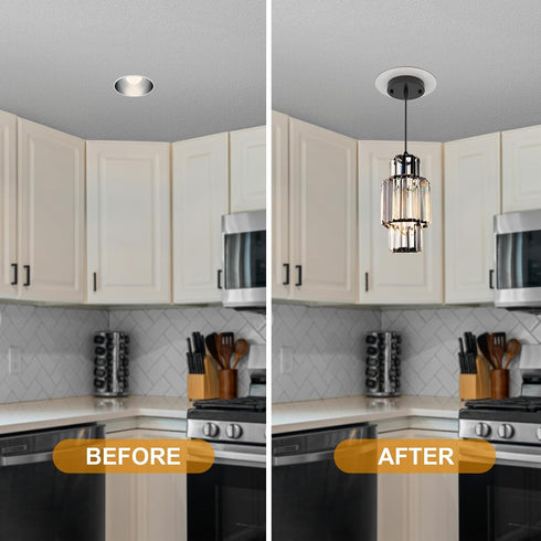 5 6 inch E26 Recessed to Pendant Light Converter Kit and Can Light Conversion, Includes Socket, Mounting Bracket, Round