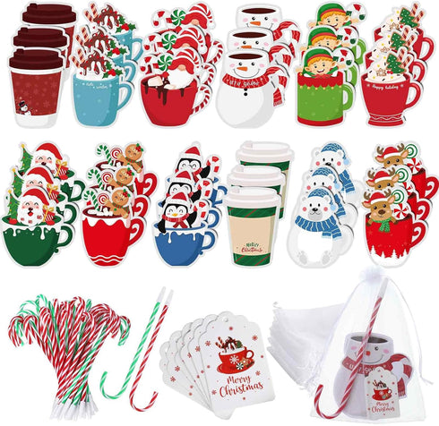 Pasimy 36 Pcs Christmas Sticky Notes, Xmas Self Stick Memo Pads, Coffee Cup Santa Notepad Set, Christmas Gift