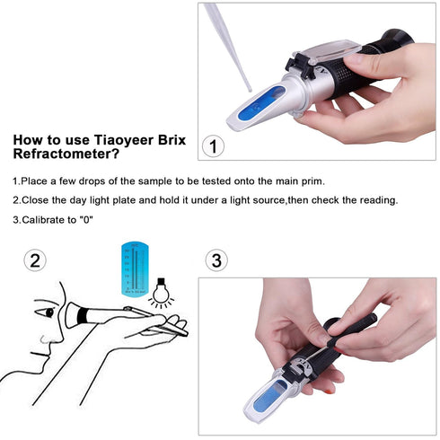 Brix Refractometer with ATC - Tiaoyeer Digital Handheld for Beer Wine Brewing, Dual Scale-Specific Gravity & Brix