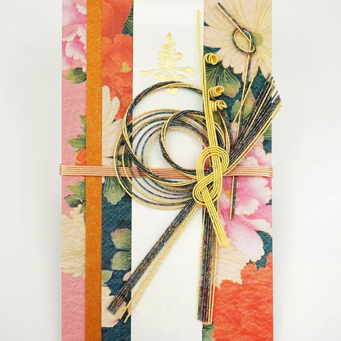 Traditional Japanese Money Envelopes, Peony Decorative Fancy Envelopes for Cash, Wedding Gifts (6 Packs, Bulk Pack)