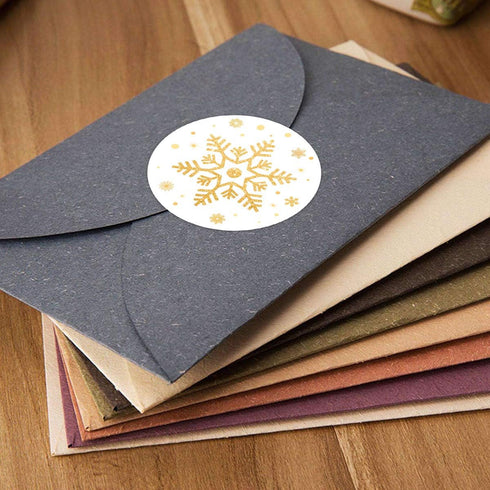 Christmas Stickers for Envelopes, 500PCS Black & Gold Holiday Seals Faux Glitter for Christmas Party Decoration