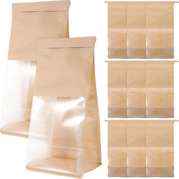 LIFKOME 50pcs Small Window Bread Bags Kraft Paper Bakery Supply for Toast Wrapping