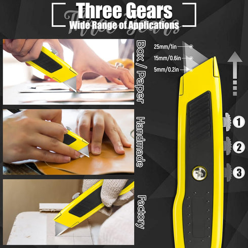 4 Pack 10 SK5 Jetmore Utility Knife, Retractable Box Cutter with Blades, Heavy Duty Razor Knife for Cardboard, Boxes