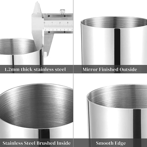 SUS304 Stainless Steel Silver Pen Holder for Desk, Heavy Duty Cylinder Pencil Holder Stand, Desktop Stationery Organizer