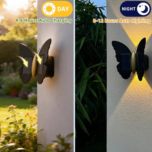 HAKSEIFA Butterfly Wall lihgts Decorations Solar Fence Lights Outdoor Solar Deck Light Waterproof LED Solar Powered