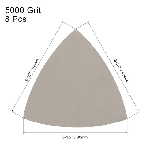 uxcell Triangular Sandpaper Hook and Loop Triangle Sanding Pad Fit 3-1/2" Oscillating Multi-Tool Silicon Carbide for Wet/Dry Use 5000 Grit 8pcs