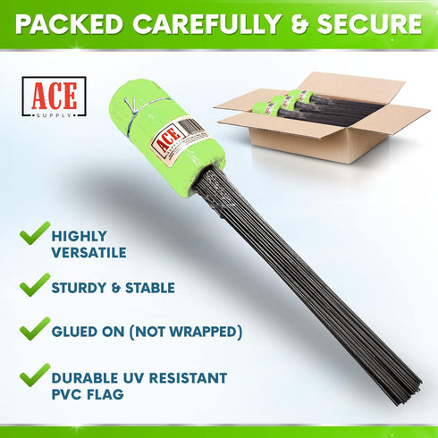 Fluorescent Lime Marking Flags 100 Pack, 4x5-Inch Marker Flags with 15-Inch Wire for Lawn, Irrigation, Landscape