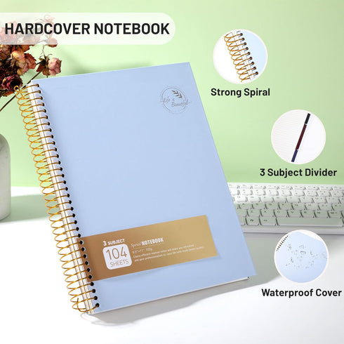 FLYING EAGLE College Ruled Spiral Notebook 8.5 X 11, 3 Subject Journal for Work and School