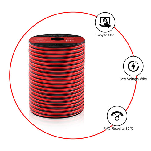 16 16AWG 100FT 2 12V/24V VIABRICO Gauge Wire, Automotive Wire Electrical Wire Conductor Red Black DC Cable LED Strips
