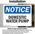 (2 Pack) OSHA Notice Sign for Domestic Water Pump, 5" x 3.5" Vinyl Label, Weather Resistant, Made in USA