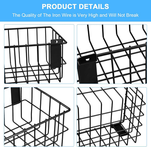 4Pcs Large Slatwall Baskets Set, Ventilated Metal Pegboard Baskets for Hanging Storage Display on Garage Slatwall