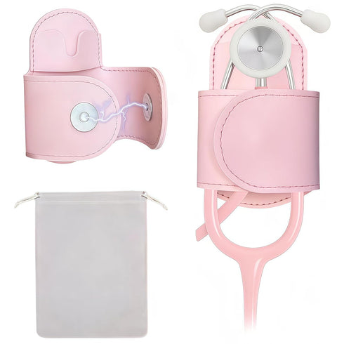 Generic Magnetic Stethoscope Holder Clips, Secure Hands-Free PU Leather Holster for Scrubs, Belts