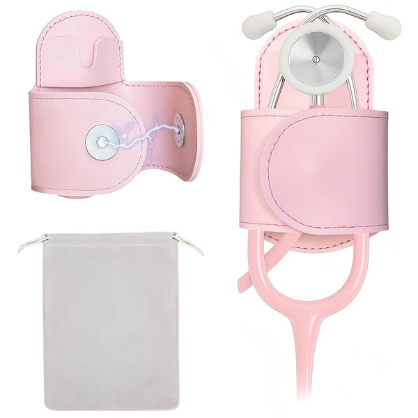 Generic Magnetic Stethoscope Holder Clips, Secure Hands-Free PU Leather Holster for Scrubs, Belts