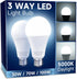 2 Pack 3 Way LED Light Bulbs, 30 70 100W Equivalent, Daylight White 5000K A19 E26, Indoor 3-Way Light Bulbs for Desk &