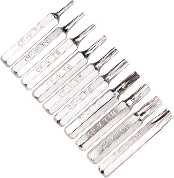 10pcs/Set 4mm Torx Bits Set - CR-V T3 T4 T5 T6 T7 T8 T9 T10 T15 T20 Batch Head Screwdriver Bit Kit for Mobile Repair