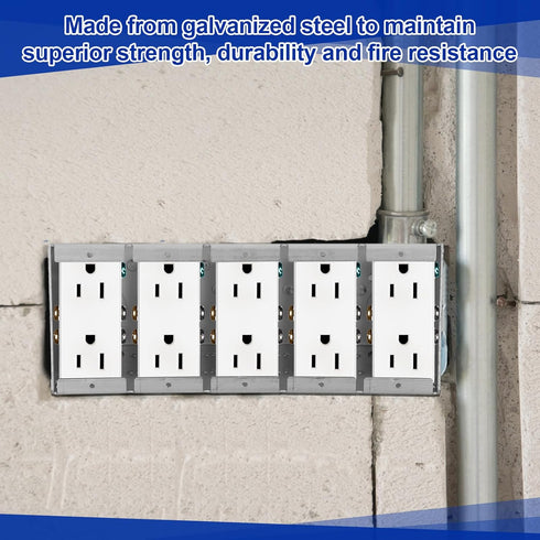 3-1/2 Inch 5 Commercial Yaocom Solid Deep Five Gang Masonry Box Galvanized Steel Electrical Gang Outlet Tool Box