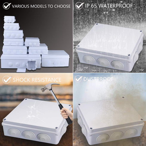 Zulkit Junction Box, ABS Plastic Dustproof Waterproof IP65 Universal Electrical Boxes, 5.9 x 4.3 x 2.8 inch