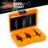 THINKWORK 3 Pcs Spiral Flute Step Drill Bit Set, HSS Step Bits (1/8"-7/8") with Tool Box, 1/4" Shank