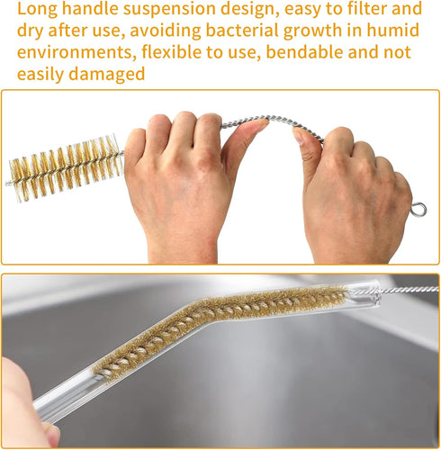 7pcs Brass Wire Tube Brushes, 11 Inch Long Wire Brushes for Cleaning Tubes, Bottles, Keyboards