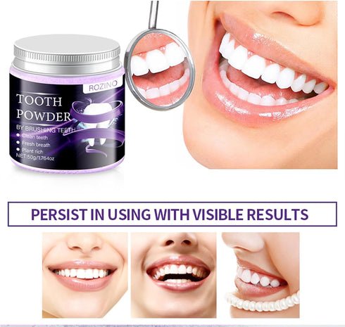 (1) Purple Teeth Whitening Powder,Mint Fresh Breath,Stain Removal,Fluoride Free Dental Care for Sensitive Teeth & Long