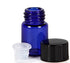 24 Cobalt Blue Glass Bottles, 2 ml (5/8 Dram) with Orifice Reducers and Black Caps