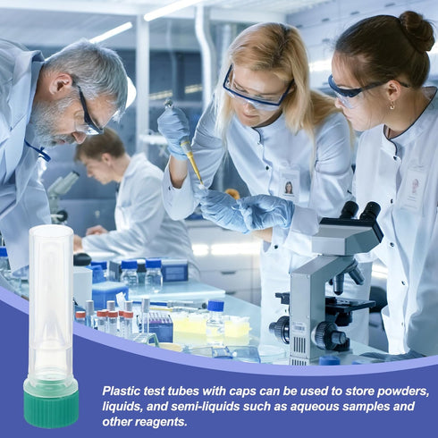 PATIKIL 0.5ml Plastic Cryogenic Vials, 200Pcs Self Standing Screw Top Test Tubes for Lab, Green Cap